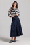 Belted Pleated Denim Skirt - Blue