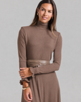 Shoulder Pad Dress - Camel