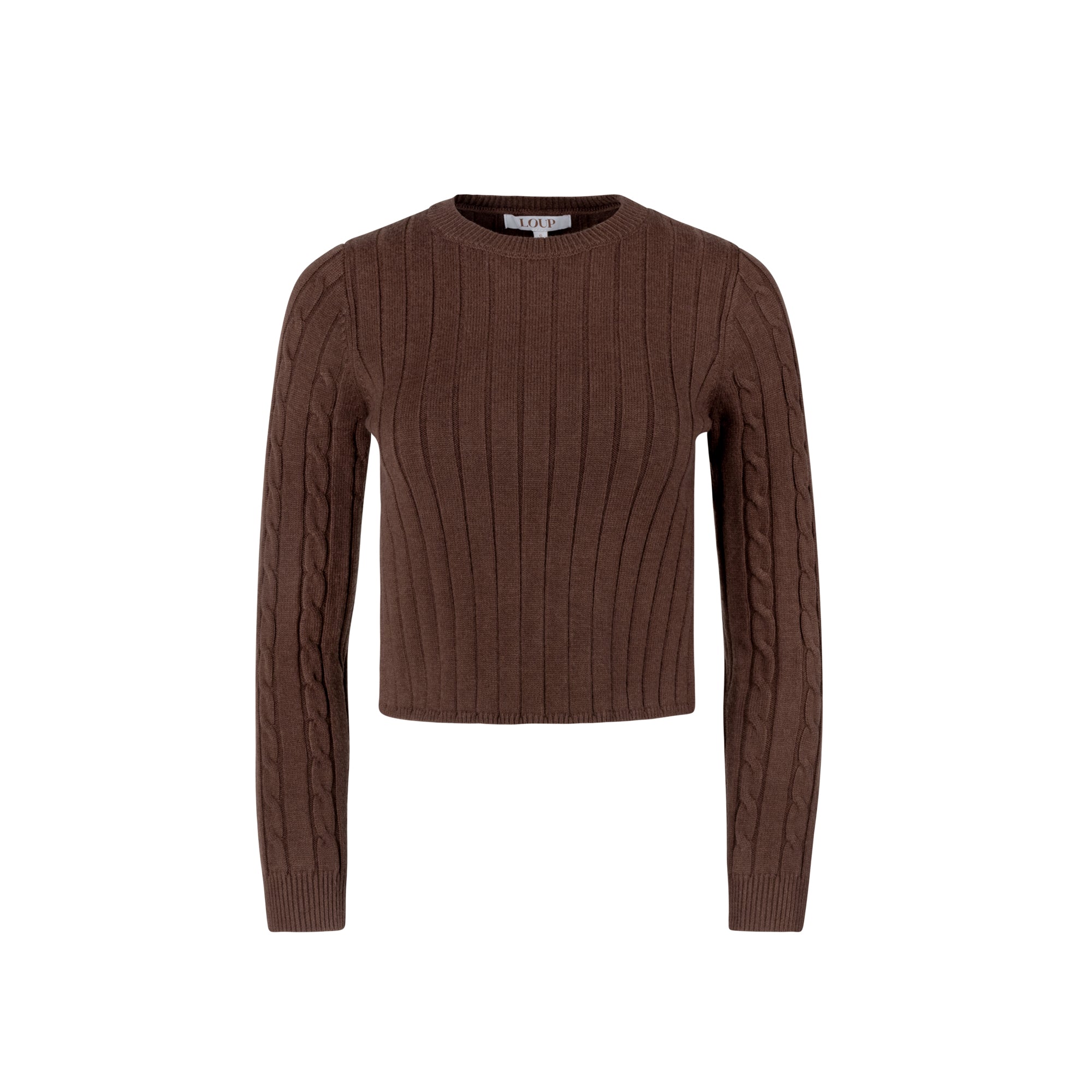 Cropped ribbed sweater brown