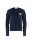 Patch cable knit sweater navy