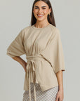 Wrap Tie Tee Tan
