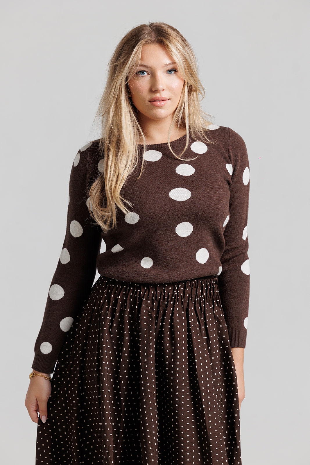 Polka Dot Sweater - Brown