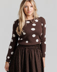 Polka Dot Sweater - Brown