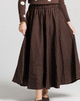 Wool Polka Dot Skirt - Brown