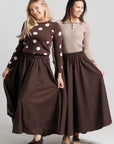 Wool Polka Dot Skirt - Brown