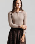 Striped Polo - Tan & Brown