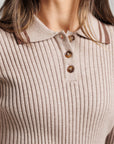 Striped Polo - Tan & Brown