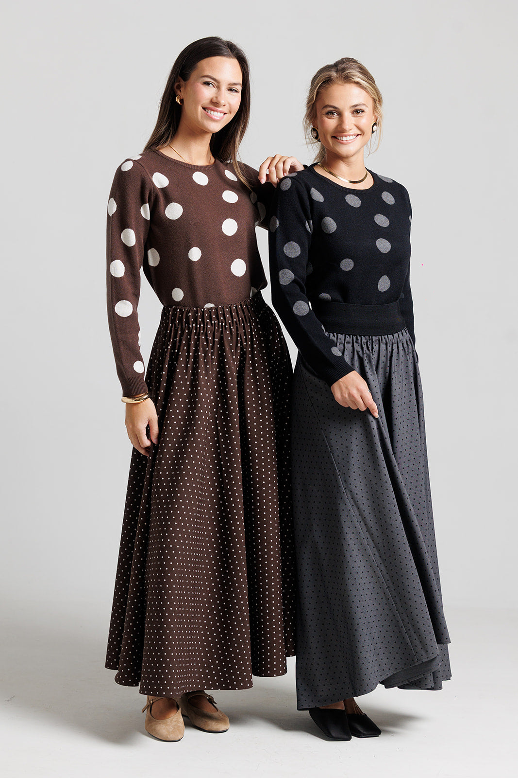 Polka Dot Sweater - Brown