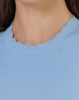 Blue Scalloped knit top