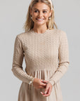 Cable Knit Pointelle - Tan