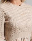 Cable Knit Pointelle - Tan