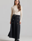 Wool Trench Skirt - Black