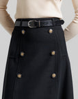 Wool Trench Skirt - Black