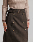 Wool Trench Skirt - Brown