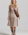 Corduroy Pleated Skirt - Tan