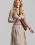 Corduroy Pleated Skirt - Tan