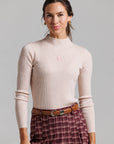 Leather Patch Turtlenck - Pale Pink