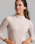 Leather Patch Turtlenck - Pale Pink