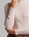 Leather Patch Turtlenck - Pale Pink