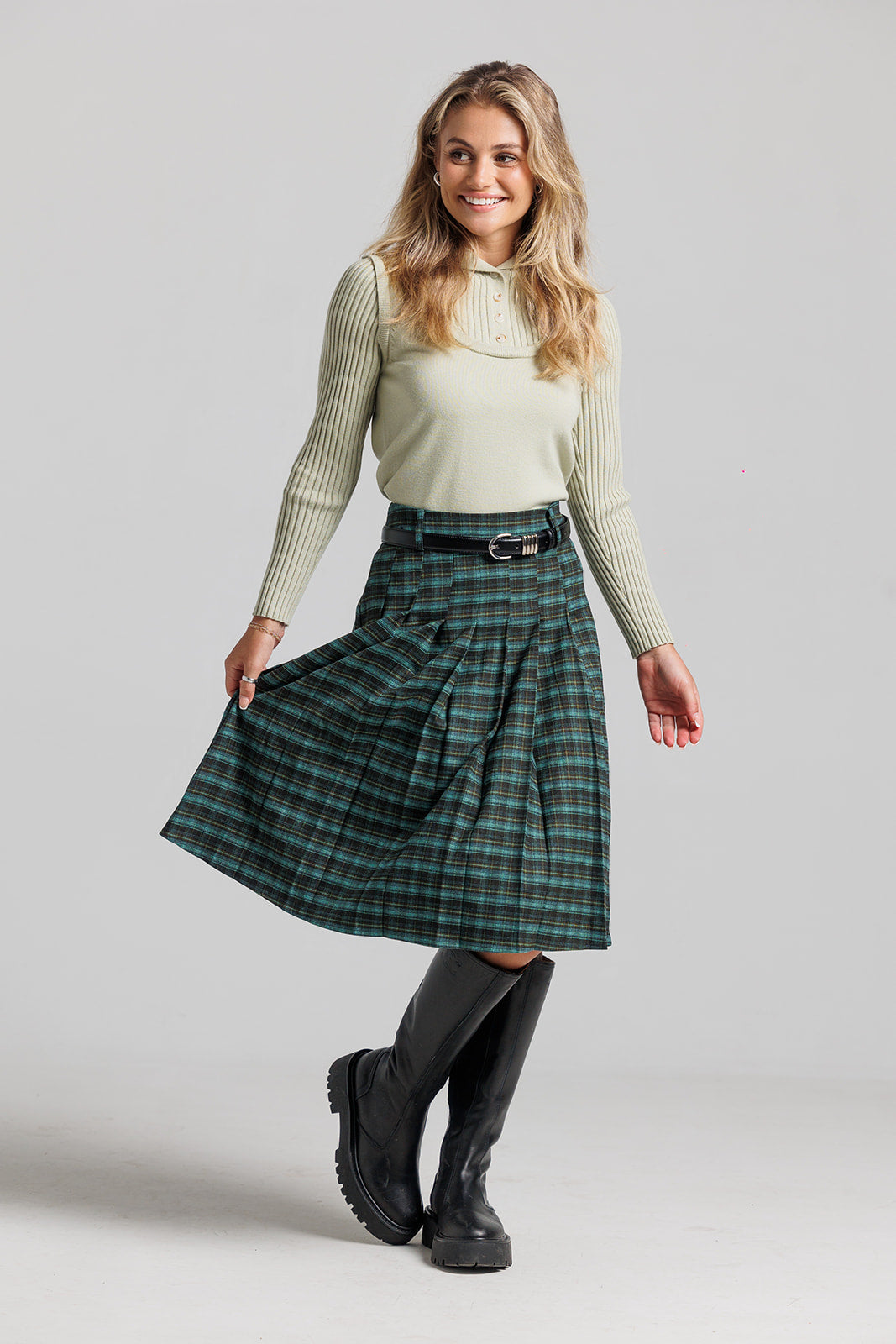 Plaid Skirt - Green