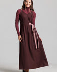 Wool Wrap Jumper and Turtleneck Set - Plum