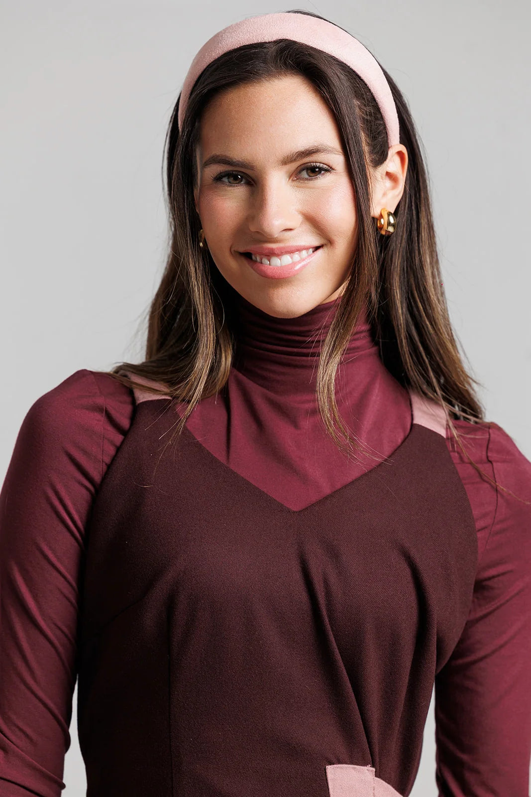 Wool Wrap Jumper and Turtleneck Set - Plum
