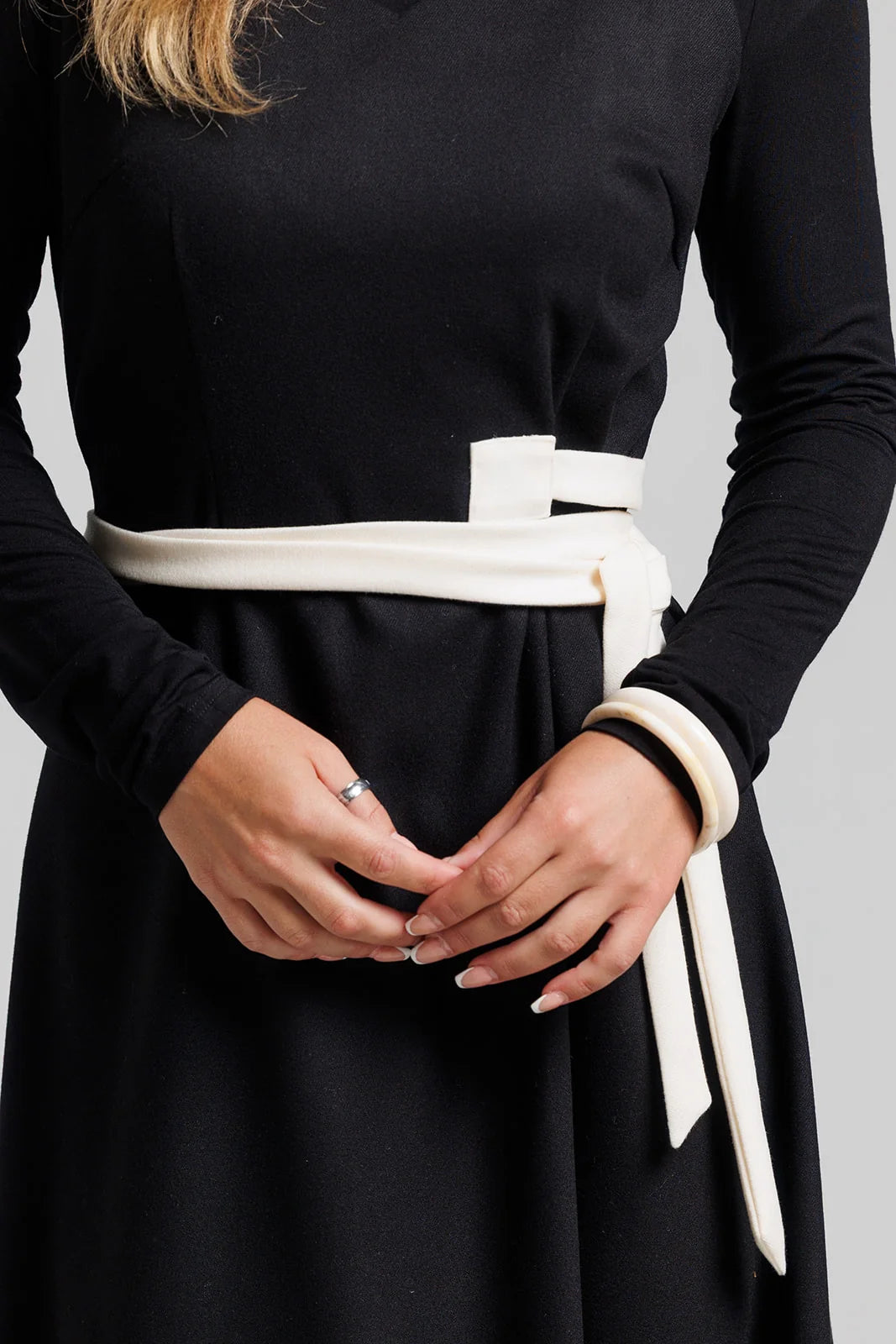 Wool Wrap Jumper and Turtleneck Set - Black