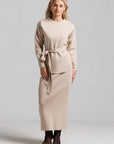Knit Wrap Top and Skirt - Tan