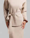 Knit Wrap Top Set - Tan
