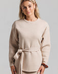 Knit Wrap Top Set - Tan