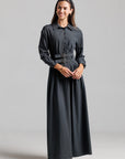 Double Buckle Wool Dress - Grey