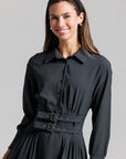 Double Buckle Wool Dress - Grey