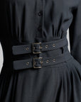 Double Buckle Wool Dress - Grey