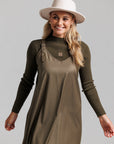 Pinstripe Buckle Slip Jumper - Olive