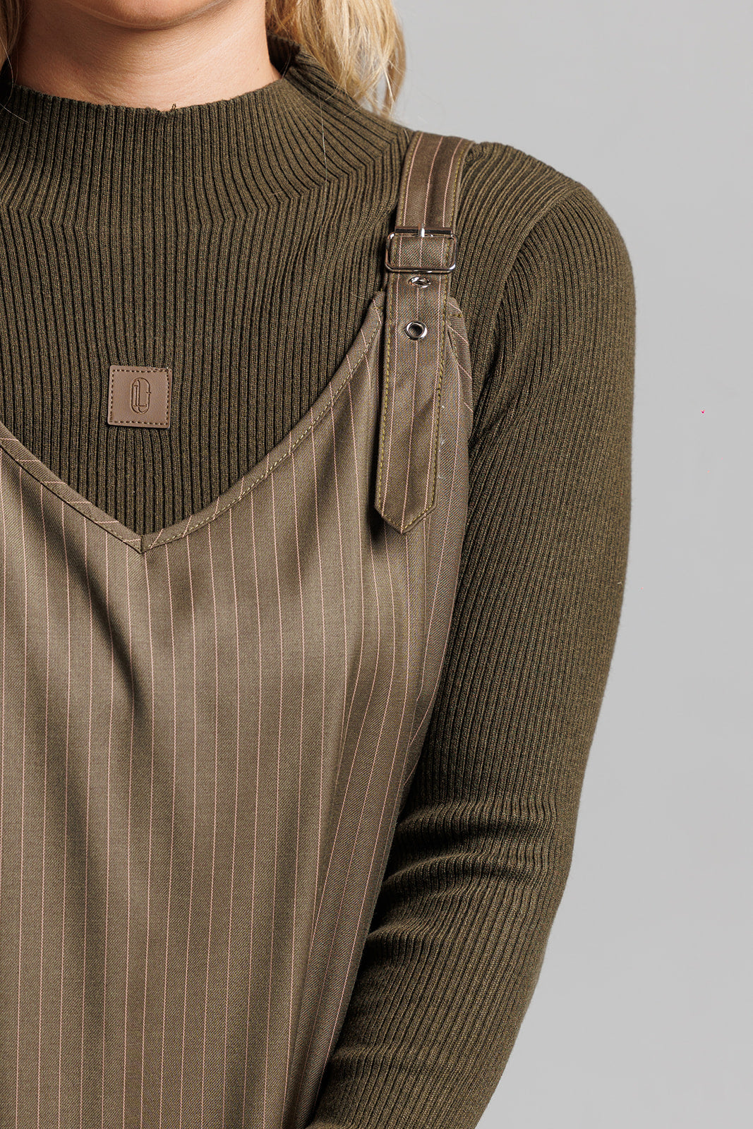 Leather Patch Turtleneck - Olive