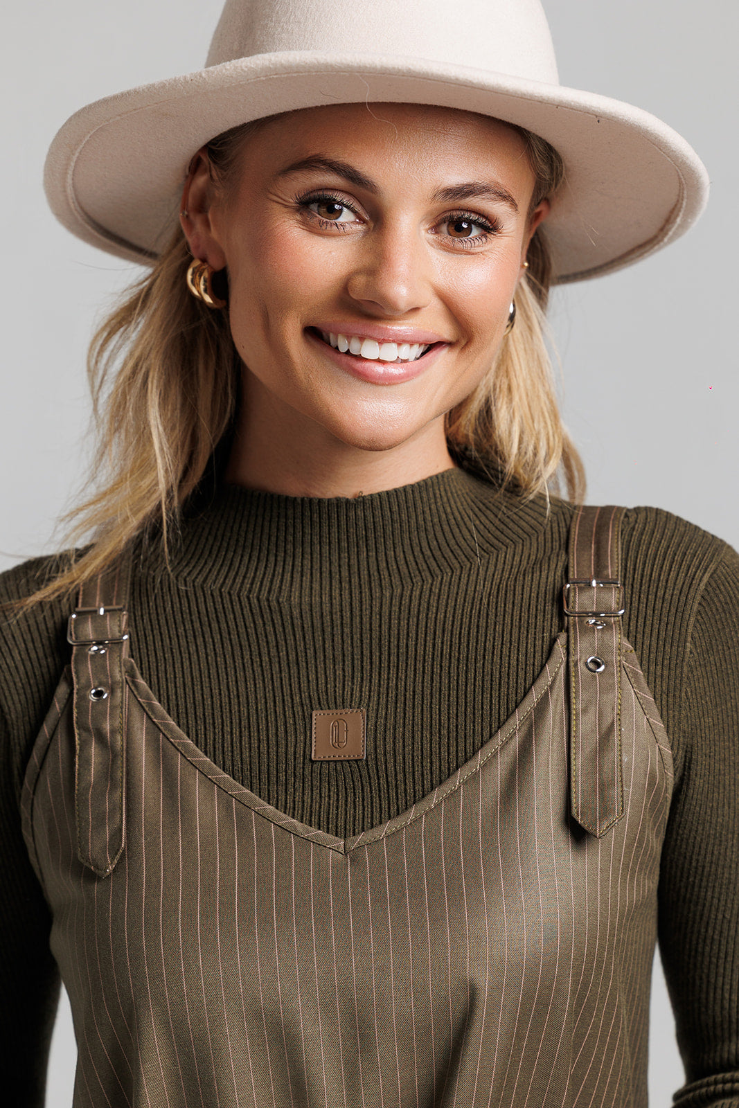 Leather Patch Turtleneck - Olive
