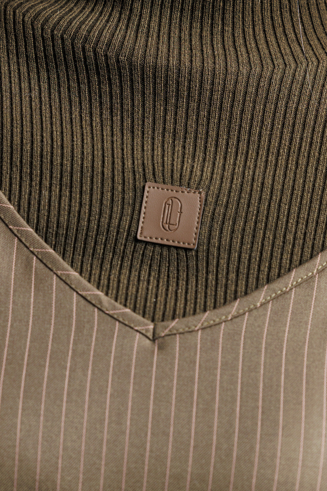 Leather Patch Turtleneck - Olive