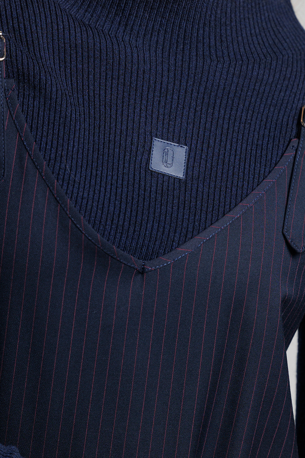 Leather Patch Turtlenck - Navy