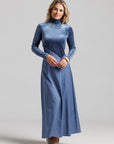 Velvet Pinstripe Dress - Blue