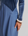 Velvet Pinstripe Dress - Blue