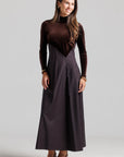 Velvet Pinstipe Dress - Cocoa Brown