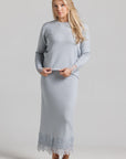 Lace Knit Skirt Set - Light Blue