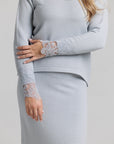 Lace Knit Sweater Set - Light Blue