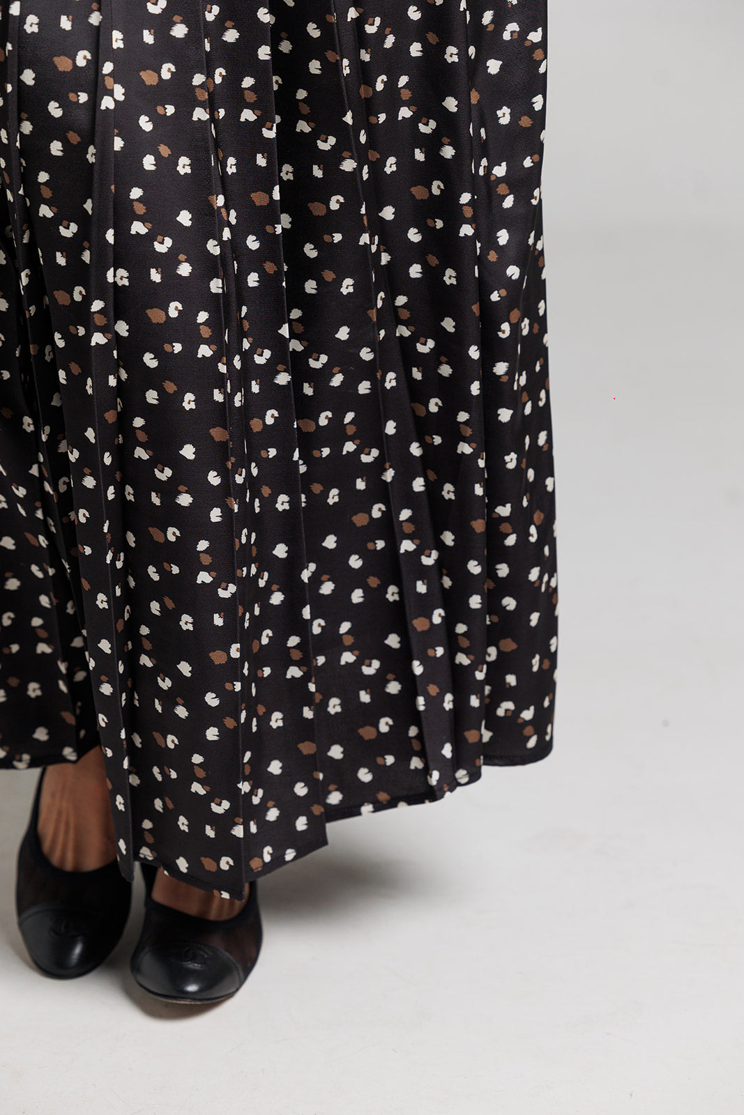 Printed Pleated Skirt - Black