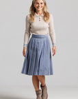 Corduroy Pleated Skirt - Blue