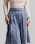 Corduroy Pleated Skirt - Blue