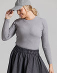 Wool Polka Dot Skirt - Grey