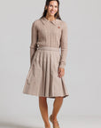 Corduroy Pleated Skirt - Tan