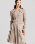 Corduroy Pleated Skirt - Tan