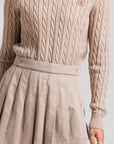 Corduroy Pleated Skirt - Tan
